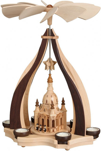 Zeidler - Pyramide mit Dresdner Freuenkirche, Wenge & Hainbuchen Holz