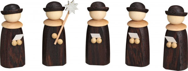 Seiffener Volkskunst eG - Miniaturen Weihnachtssänger Edelholzausführung 5-teilig 7 cm