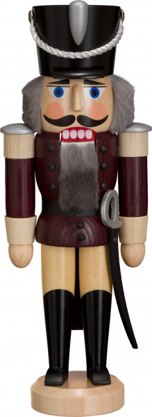 Seiffener Volkskunst eG - Nussknacker Husar Esche lasiert aubergine 28 cm