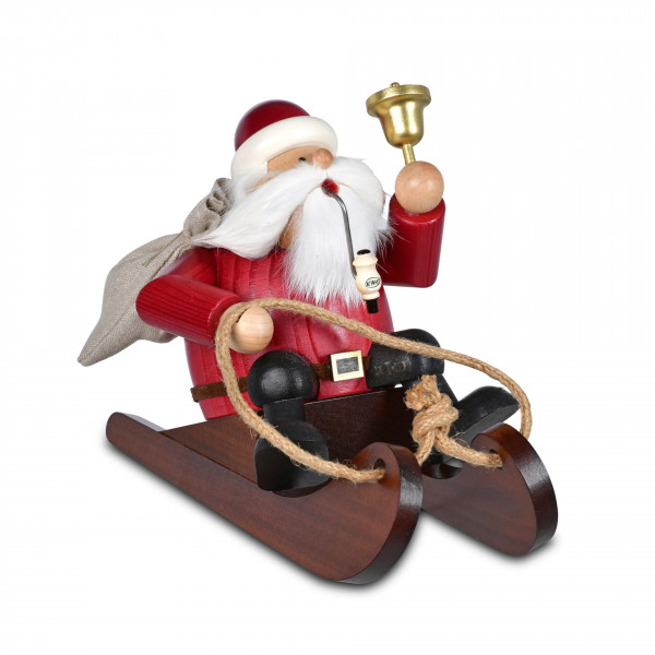 KWO - Räuchermann Santa Claus mit Schlitten, 16 cm