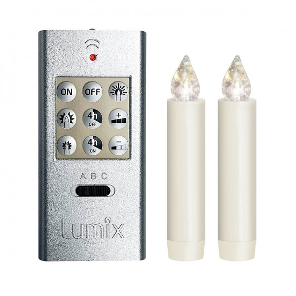 LUMIX 2er-Set kabellose LED Kerzen mit Fernbedienung 7 cm
