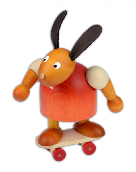 Drechslerei Martin - Hase mit Skateboard rot