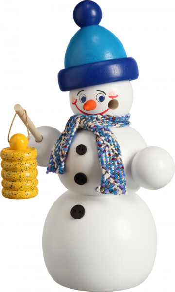 Seiffener Volkskunst eG - Räuchermännchen Schneemann mit Laterne 16 cm
