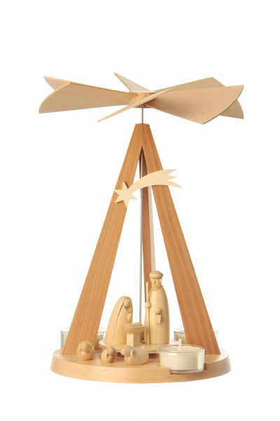 Schalling - Mini-Delta Pyramide natur mit Christi Geburt - Öko unlackiert