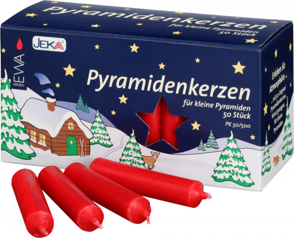 Pyramidenkerzen Packung 50 Stück rot 7 cm