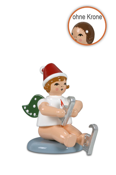Ellmann - Weihnachtsengel mit Schlittschuh sitzend ohne Krone