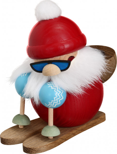 Seiffener Volkskunst eG - Kugelräucherfigur Nikolaus läuft Ski 15 cm
