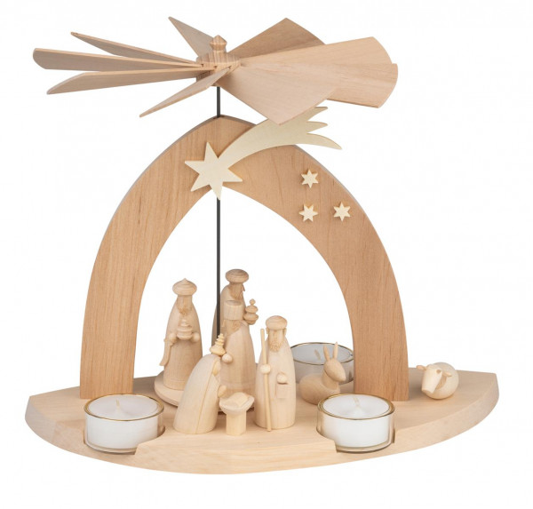 Schalling - Pyramide Christi Geburt mit den 3 Weisen, natur