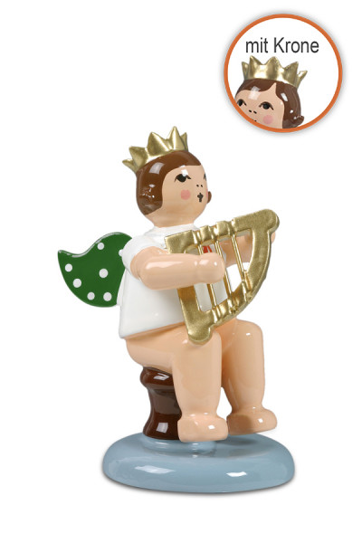 Ellmann - Engel sitzend mit Handharfe mit Krone