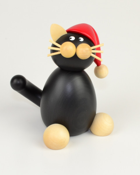 Drechslerei Martin - Weihnachtskatze Hilde sitzend, groß 12 cm