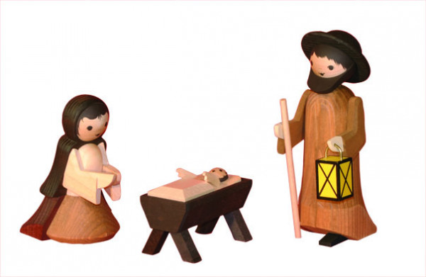 Ulmik - Heilige Familie 3-teilig gebeizt 13 cm