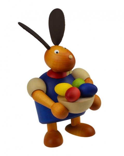 Drechslerei Martin - Hase mit Osternest blau, groß maxi