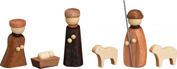 Seiffener Volkskunst eG - Miniaturen Christi Geburt Edelholzausführung, 6-teilig 7 cm