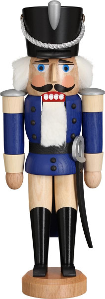 Seiffener Volkskunst eG - Nussknacker Husar Esche lasiert blau 28 cm