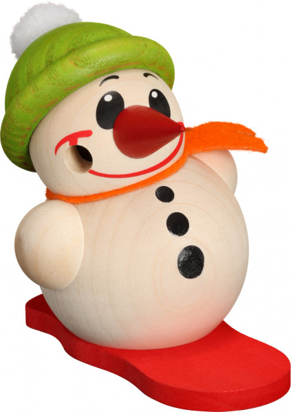 Seiffener Volkskunst eG - Kugelräucherfigur klein Cool Man mit Snowboard & Bommelmütze 9 cm