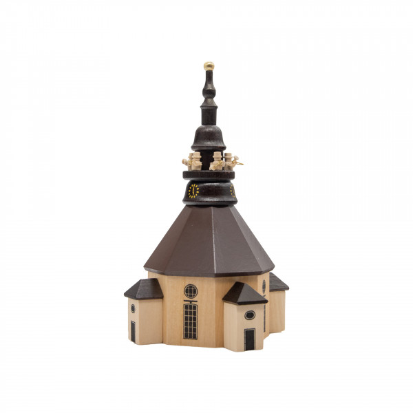 Spielwarenmacher Günther - Seiffener Kirche mit Turmbläser 14 cm