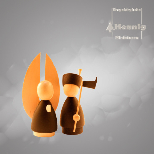 Hennig Figuren - Engel und Bergmann modern anthrazit/natur