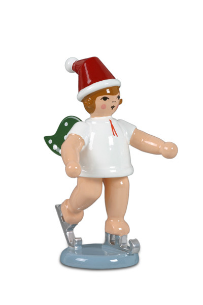 Ellmann - Weihnachtsengel mit Schlittschuh stehend mit Mütze