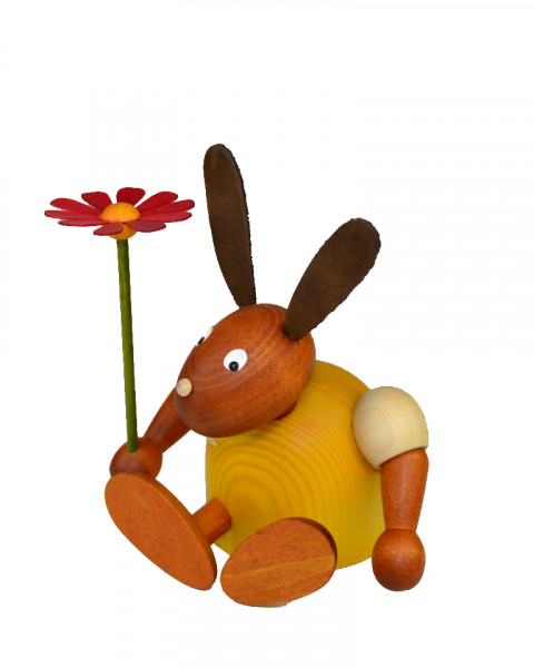 Drechslerei Martin - Hase mit Blume sitzend gelb