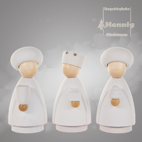 Hennig Figuren - Heiligen 3 Könige modern groß natur/weiss