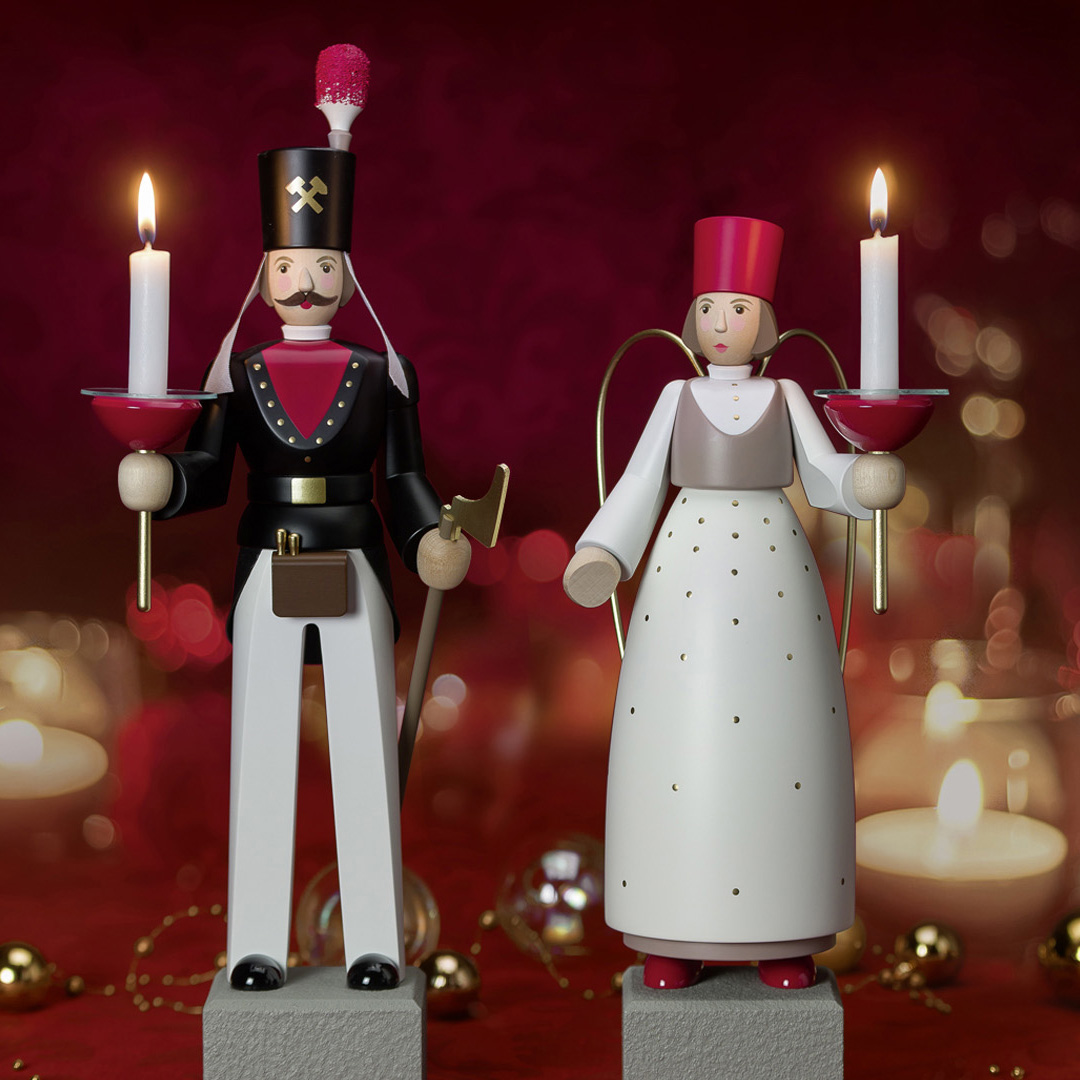 Günter Reichel Lichterengel und Bergmann mit einer Kerzentülle, 35 cm jetzt  günstig online kaufen