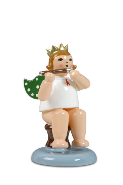 Ellmann - Engel sitzend mit Pikkoloflöte ohne Krone