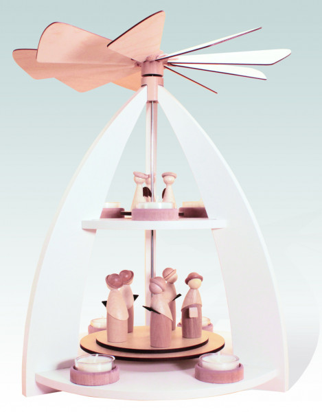 Rauta Edition FG - 2-stöckige Pyramide modernes Design-weiß Kurrendefiguren natur