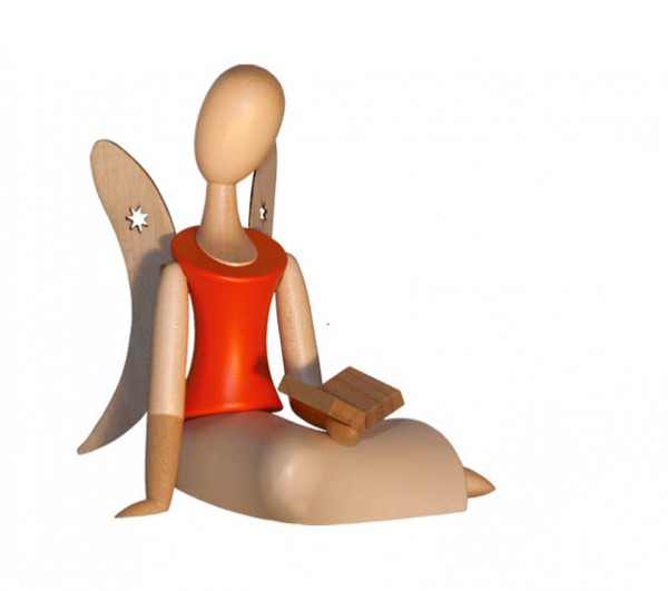 Kollektion Sternkopf - Engel sitzend mit Buch (orange)