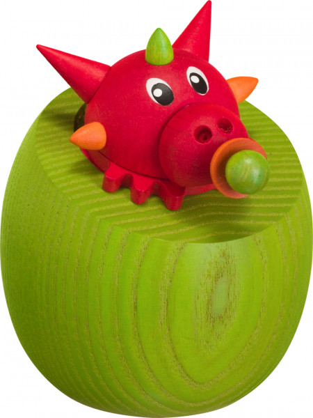 Seiffener Volkskunst eG - Kugelräucherfigur Räucherdrache Mama´s Liebling 8 cm