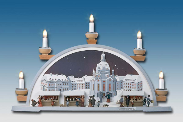 Klaus Kolbe - Schwibbogen Frauenkirche mit Striezelmarkt um 1900