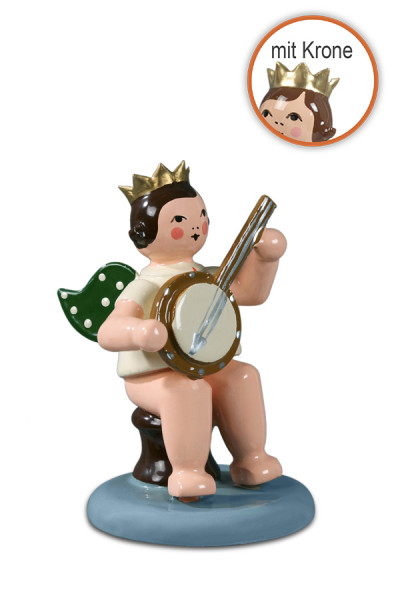 Ellmann - Engel sitzend mit Banjo mit Krone