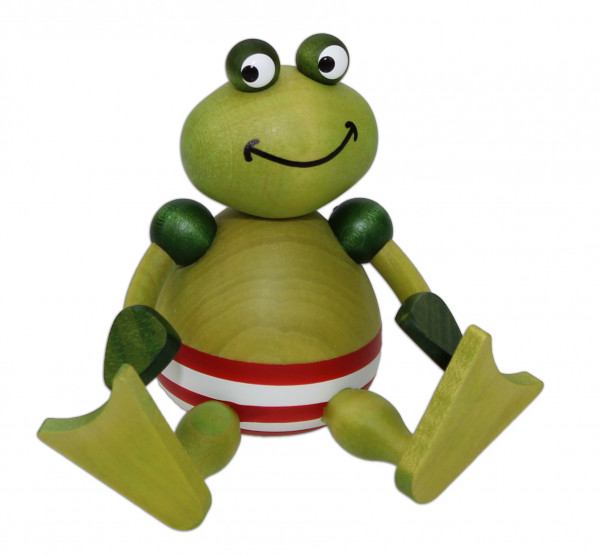 Drechslerei Martin - Badefrosch Albert sitzend mit roter Badehose