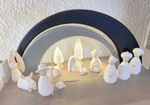 Scholz Präsent - LED Lichterbogen &quot;STINO&quot; grau modern, groß