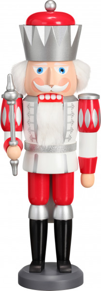 Seiffener Volkskunst eG - Nussknacker König Exklusiv weiß silber rot 40 cm