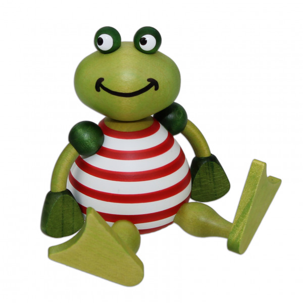 Drechslerei Martin - Badefrosch Alma sitzend im roten Badeanzug
