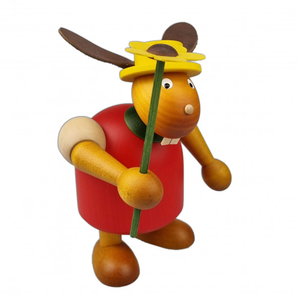 Drechslerei Martin - Hase mit Hut & Blume rot, groß