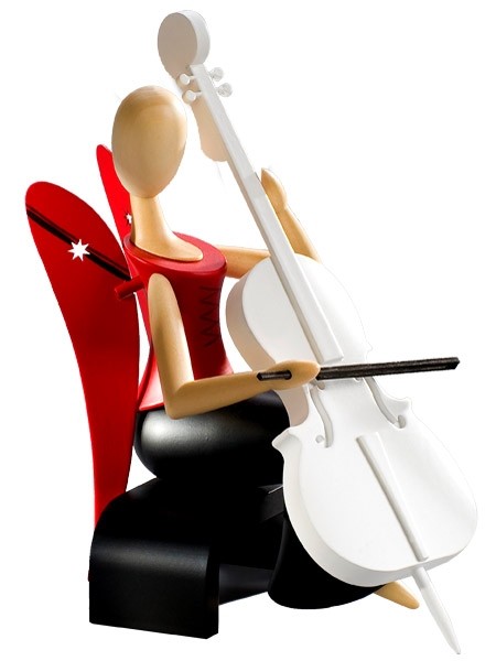 Kollektion Sternkopf - Engel mit Cello sitzend