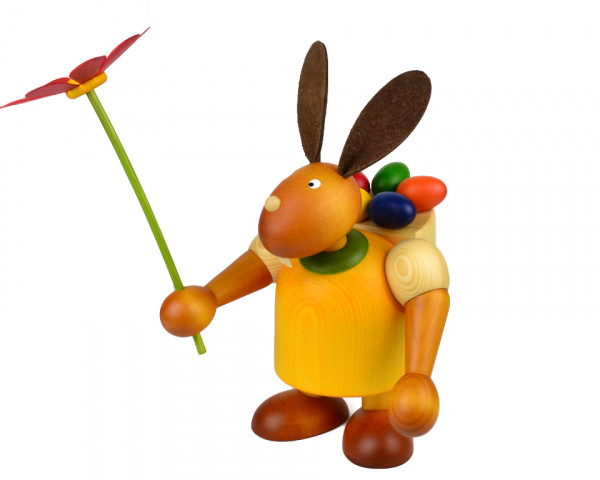 Drechslerei Martin - Hase mit Eikiepe &amp; Blume gelb, groß maxi