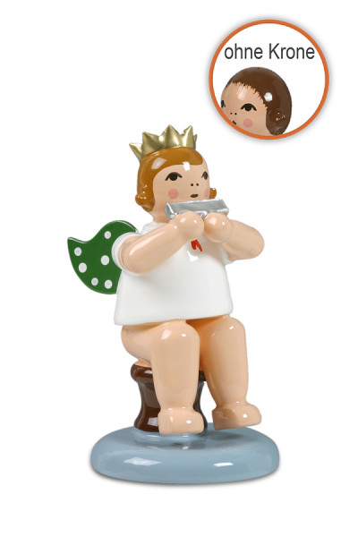 Ellmann - Engel sitzend mit Mundharmonika ohne Krone