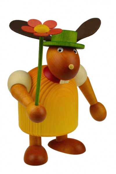 Drechslerei Martin - Hase mit Hut &amp; Blume gelb, groß