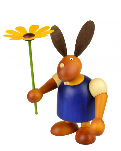 Drechslerei Martin - Hase mit Blume blau, groß maxi