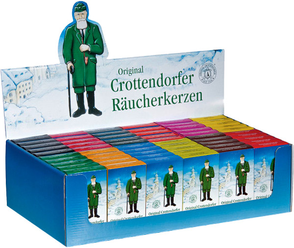 Crottendorfer Räucherkerzen - Display Weihnachtssortiment 12x5 Pack. 31 cm