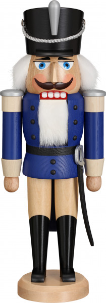 Seiffener Volkskunst eG - Nussknacker Husar Esche lasiert blau 37 cm