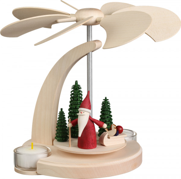 Seiffener Volkskunst eG - Bogenpyramide klein Weihnachtswichtel mit Schlitten 18 cm