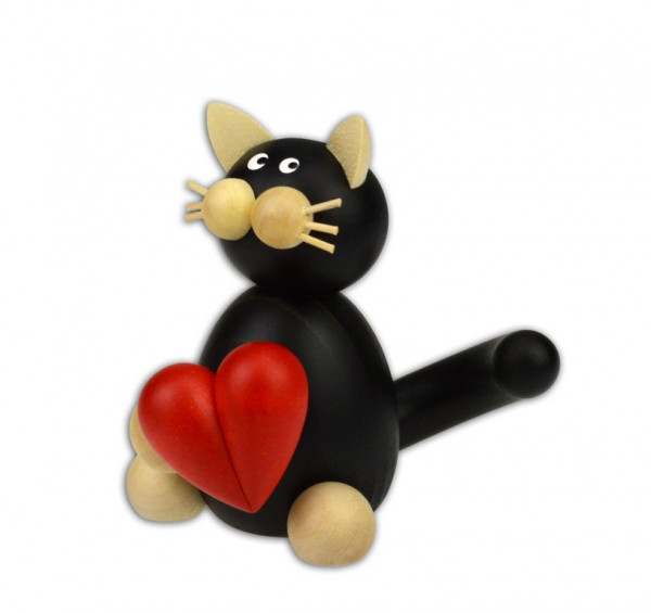 Drechslerei Martin - Katze Hilde mit Herz 7 cm