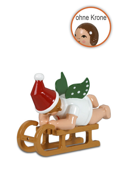 Ellmann - Weihnachtsengel auf Schlitten liegend ohne Krone