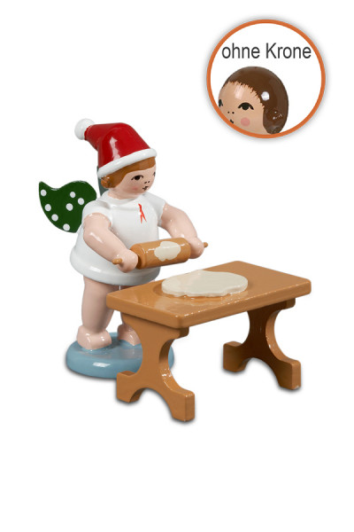 Ellmann - Weihnachtsengel mit Teigrolle am Tisch ohne Krone