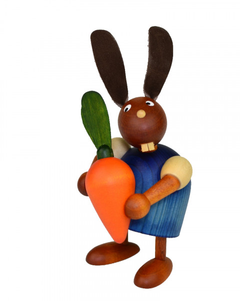 Drechslerei Martin - Hase mit Möhre blau, klein