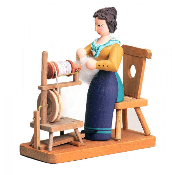 Walter Werner - Frau mit Spinnrad, gelb