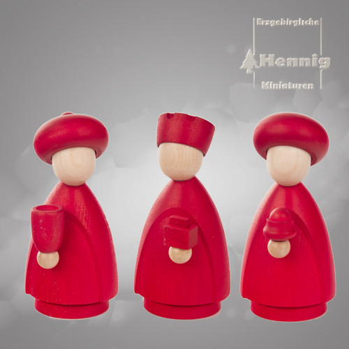 Hennig Figuren - Heiligen 3 Könige modern groß natur/rot